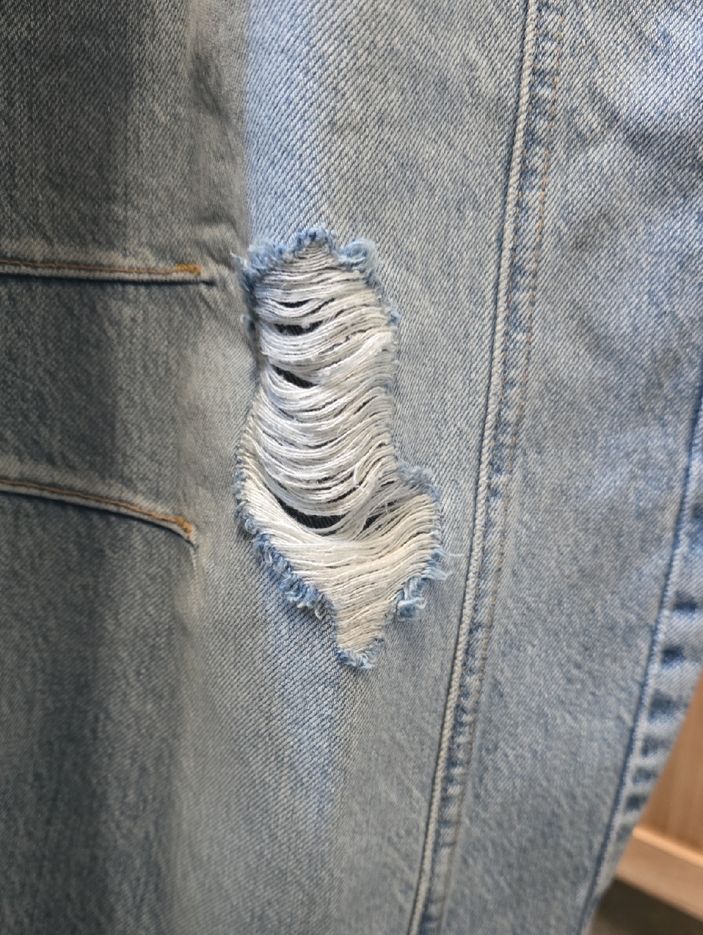 Free People Light Blue Distressed Denim Overalls - Picture 6 of 8